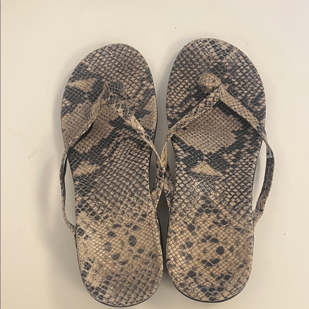 Vionic Snake Skin Pattern Flip Flops - image 1